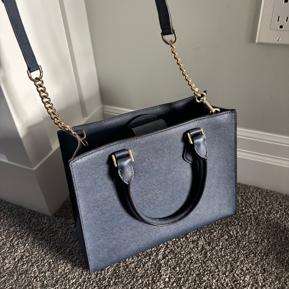 Michael Kors Navy Blue Saffiano Leather Crossbody Satchel - Picture 8 of 9